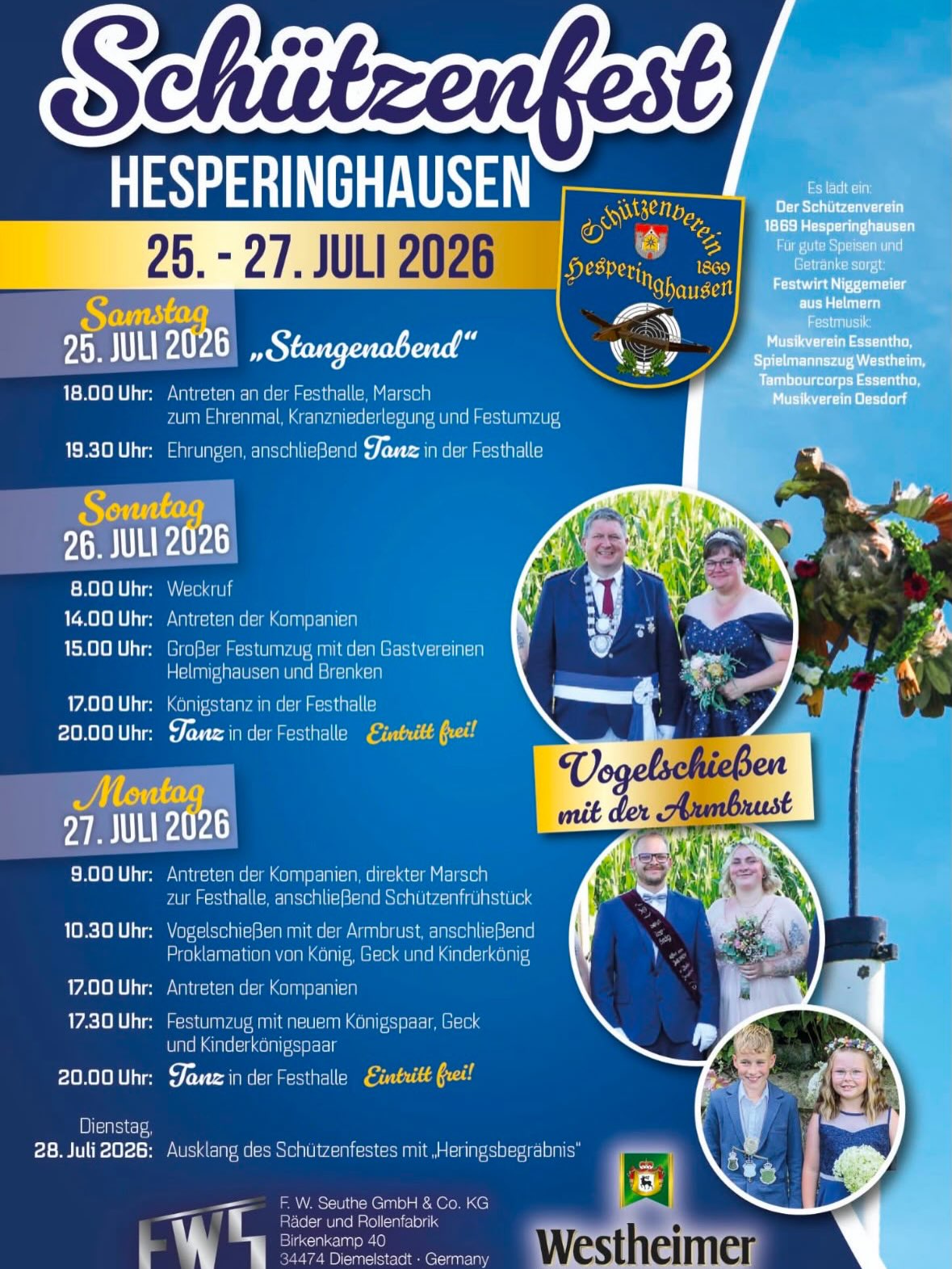 Festabfolge Schützenfest Hesperinghausen 2026